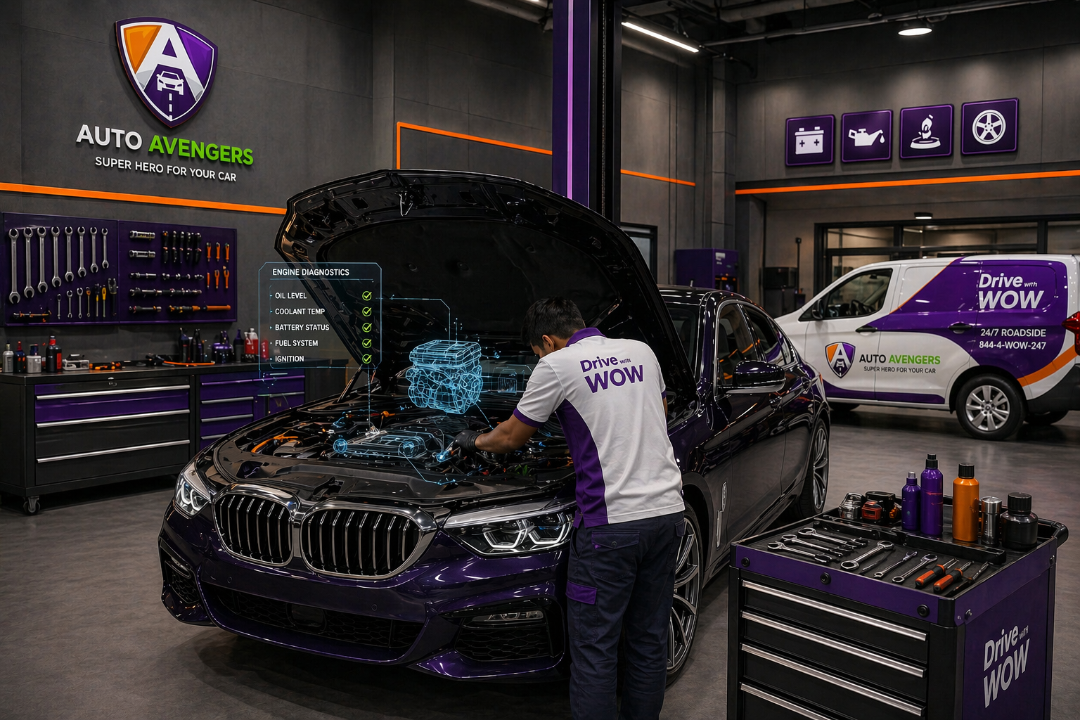 Mechanic working on car